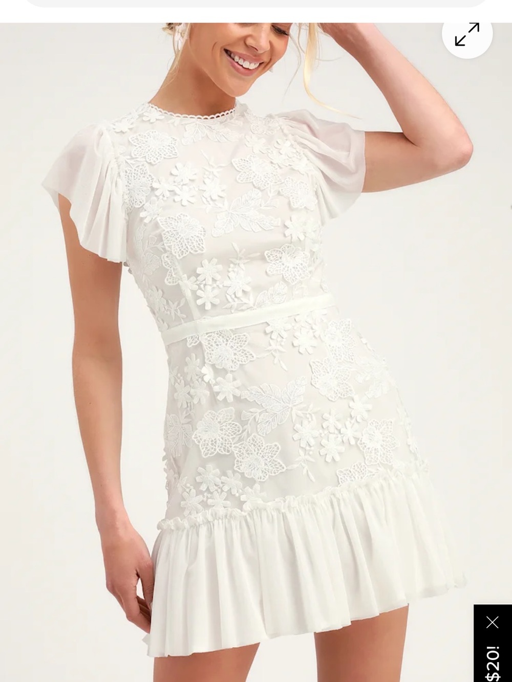 Lulus White Floral Lace Mini Dress